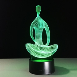 3D Led Aydınlatma Yoga (renk degiştiriyor) - Thumbnail