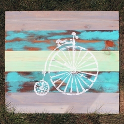  - Ahşap Retro Bisikletli Pano