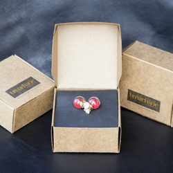  - Cam Topu Boncuk Küpe Kırmızı