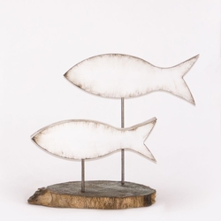  - Dekoratif Ahşap Balıklar Beyaz