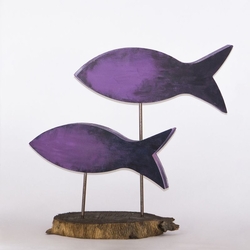  - Dekoratif Ahşap Balıklar Mor