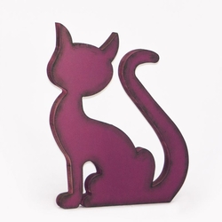  - Dekoratif Ahşap Kedi Mürdüm