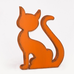  - Dekoratif Ahşap Kedi Turuncu