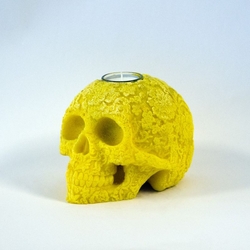  - Kurukafa Desenli Büyük Boy Mum Eskitme Sarı