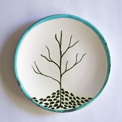  - Seramik Mevsim Tabak Sonbahar Mavi